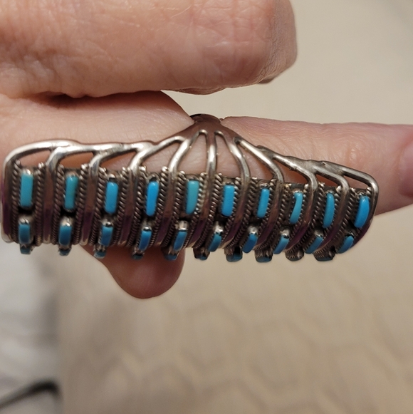 Native American Zuni Petit Point Sleeping Beauty Turquoise Ring - Picture 6 of 14